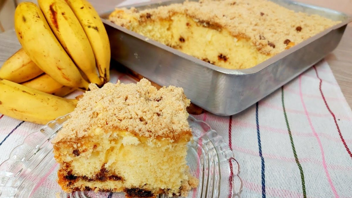 Cuca de Banana com Chocolate | Fofíssima !!!