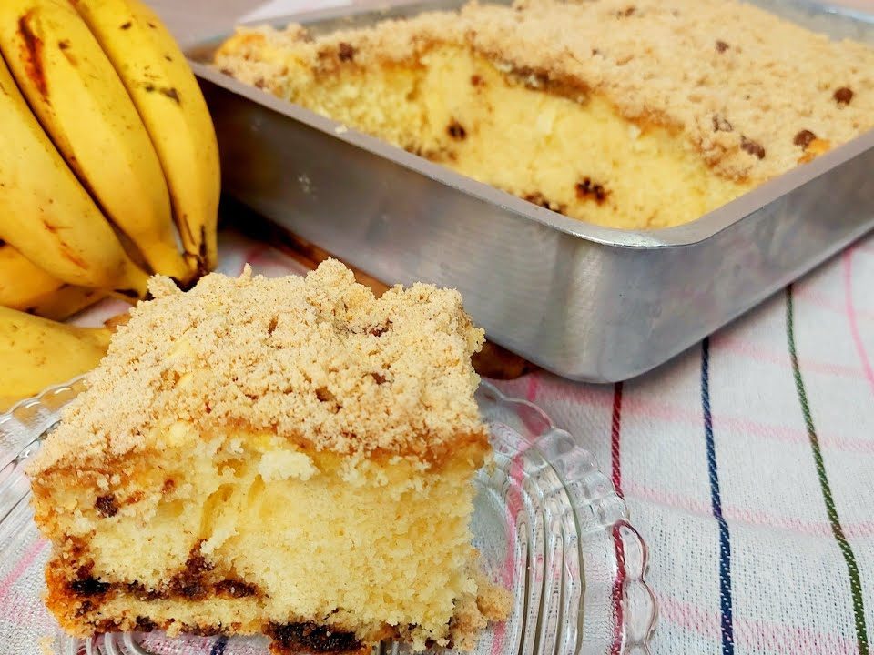 Cuca de Banana com Chocolate | Fofíssima !!!