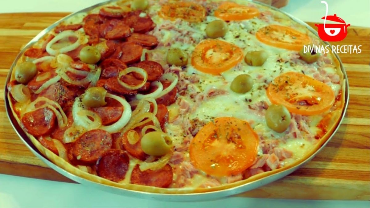 PIZZA CASEIRA COM MASSA PRONTA DE PASTEL.RECEITA RÁPIDA E FÁCIL.