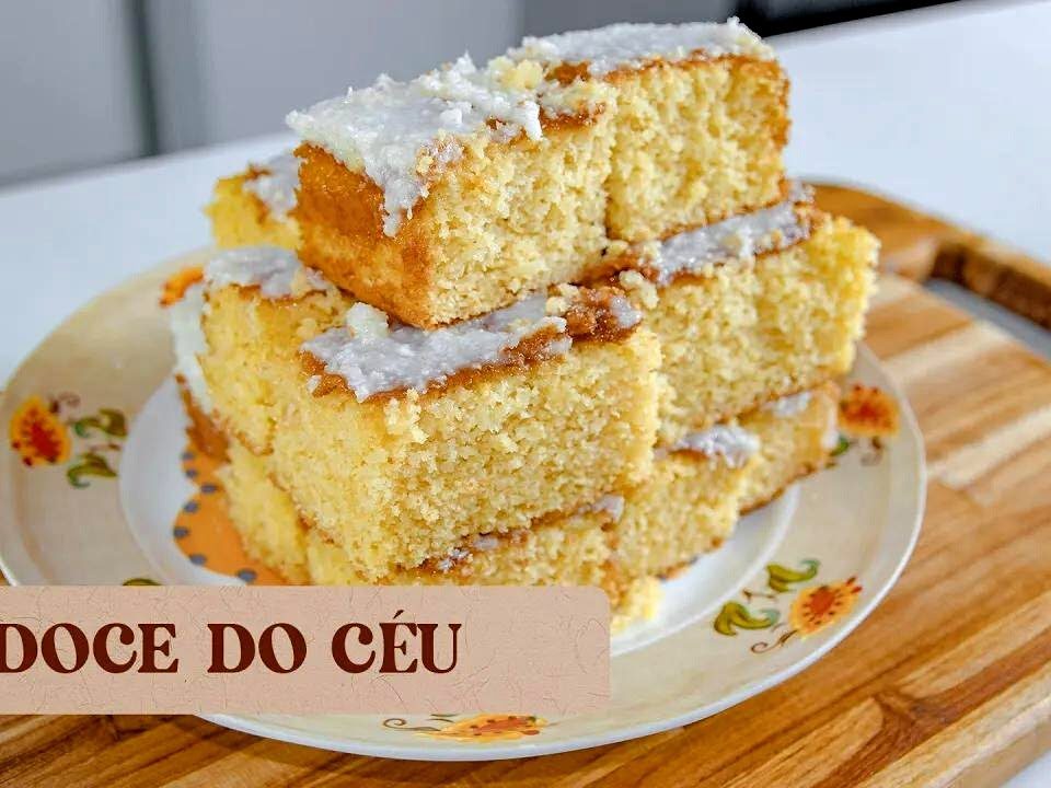 BOLO DOCE DO CÉU. ESTA RECEITA É UM SONHO DE GOSTOSURA. MASSA FOFINHA E MACIA.