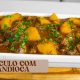 CARNE DE PANELA COM MANDIOCA. FEITA NA PANELA DE PRESSÃO.