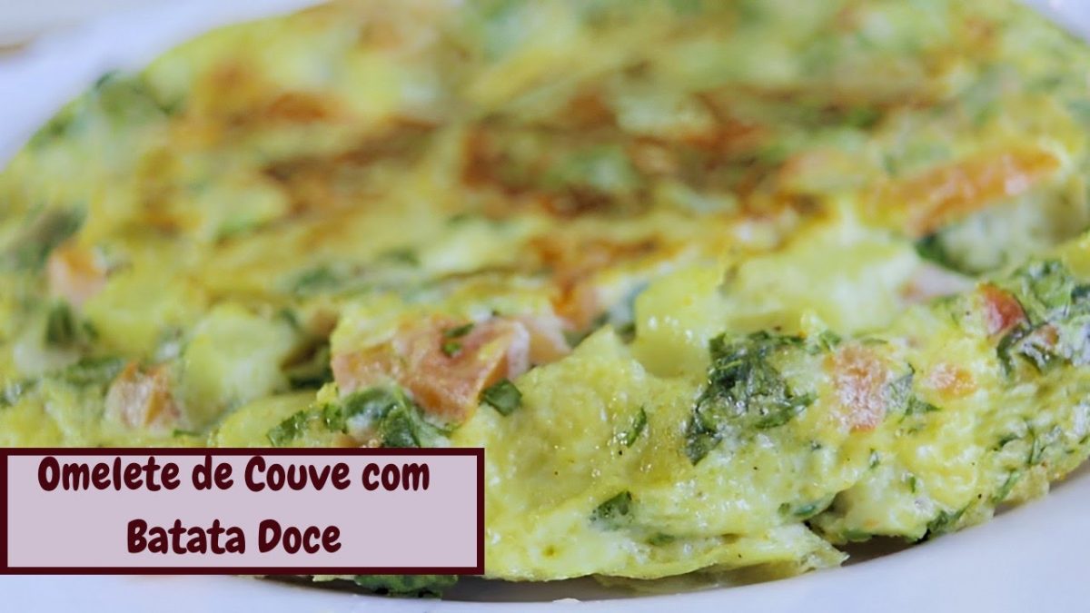 OMELETE DE FRIGIDEIRA RECHEADA COM BATATA DOCE E COUVE.RECEITA RÁPIDA E FÁCIL.