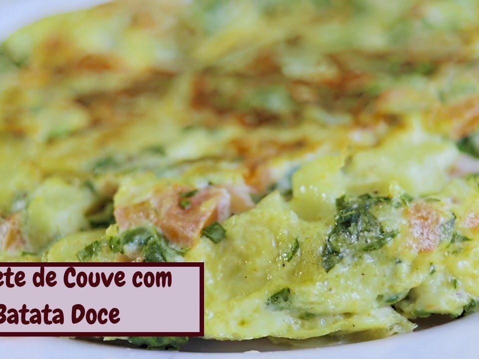 OMELETE DE FRIGIDEIRA RECHEADA COM BATATA DOCE E COUVE.RECEITA RÁPIDA E FÁCIL.