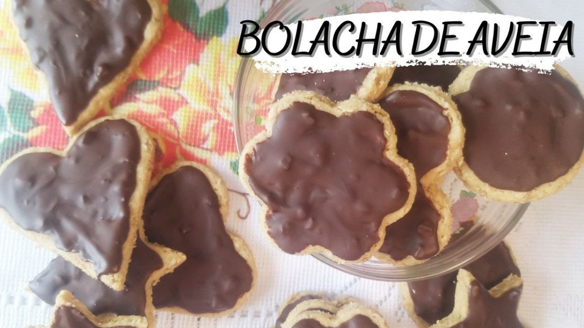 Receita de Biscoito/bolacha de Aveia com Cobertura de Chocolate - (receita sem glúten /sem açúcar)