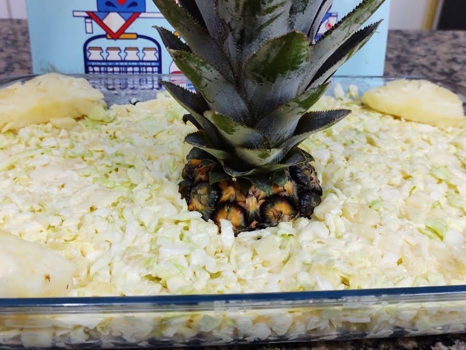 Salada de repolho com abacaxi/ deliciosa super fácil de fazer, salada tropical 🍍🍍🍍