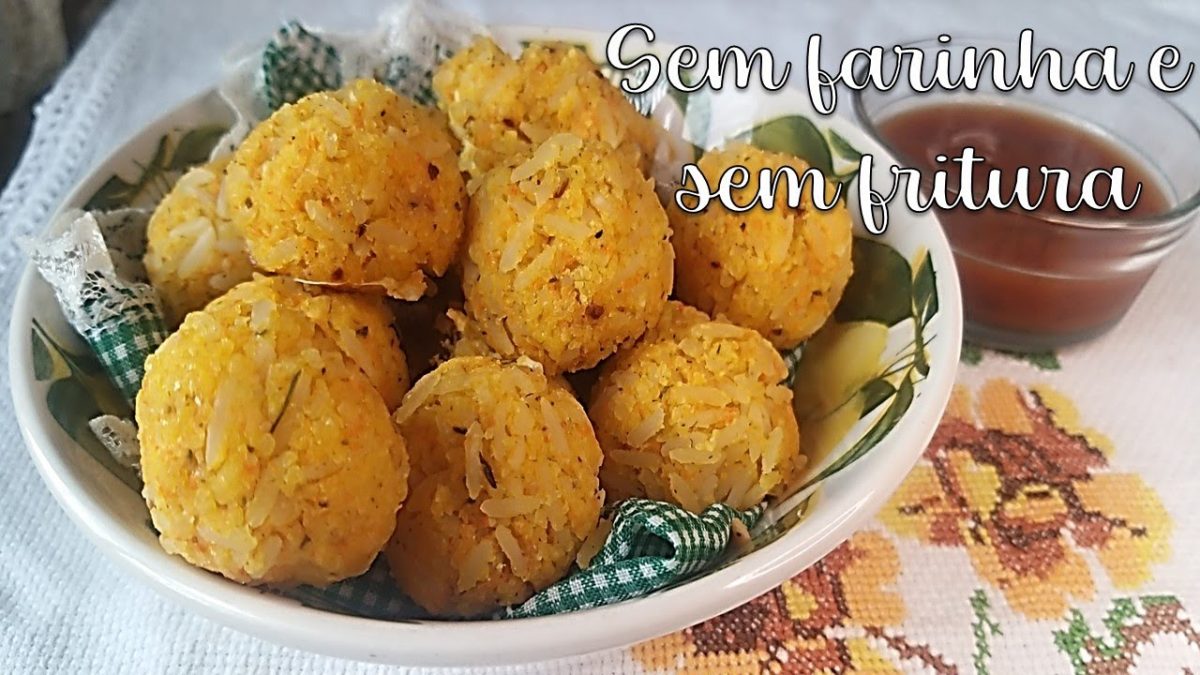 Tá sobrando arroz aí? Faça esse  bolinho de arroz recheado -  SEM FRITURA SEM FARINHA