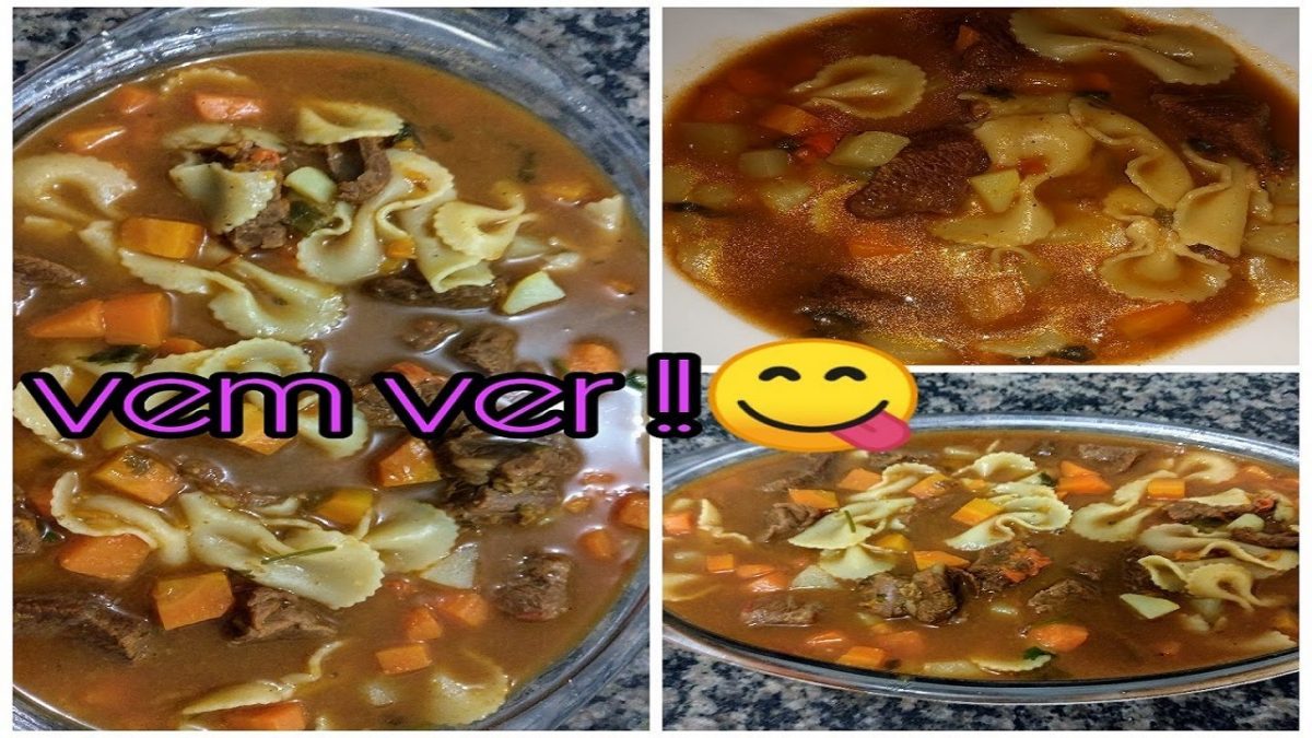 Sopa de carne com legumes e macarrão uma delícia super fácil!!!