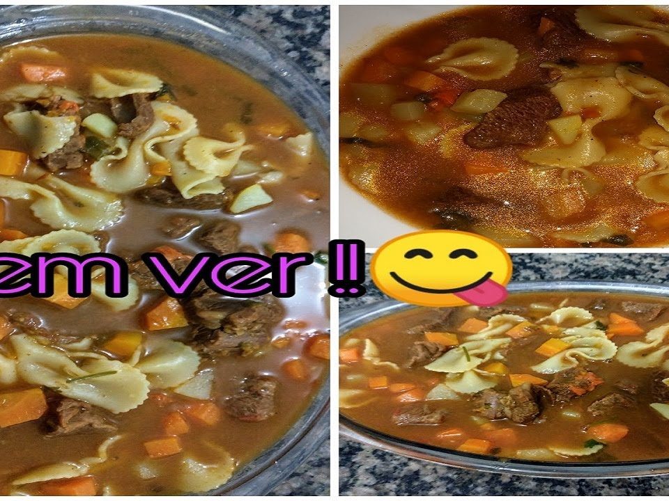 Sopa de carne com legumes e macarrão uma delícia super fácil!!!