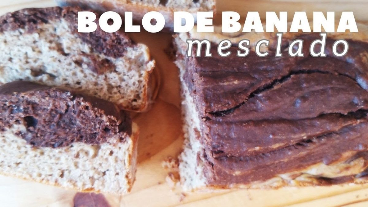 Como Fazer Bolo Simples Mesclado de Banana com Cacau- (receita sem glúten zero lactose)