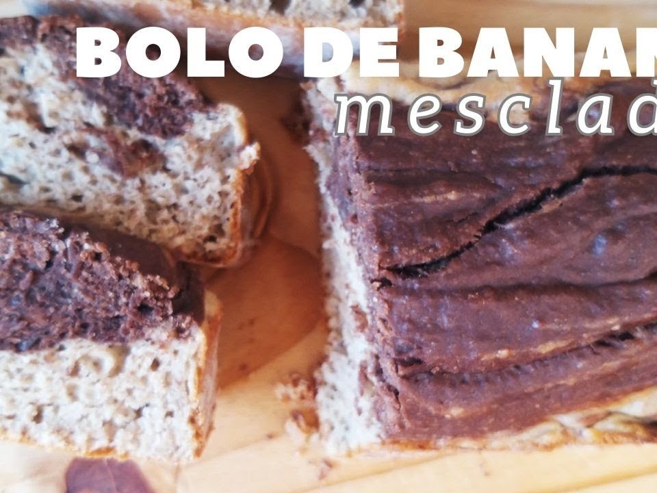 Como Fazer Bolo Simples Mesclado de Banana com Cacau- (receita sem glúten zero lactose)