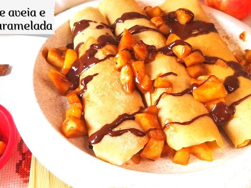 CREPE DE AVEIA COM MAÇÃ CARAMELADA-café da manhã saudável e delicioso- SEM GLÚTEN ZERO LACTOSE