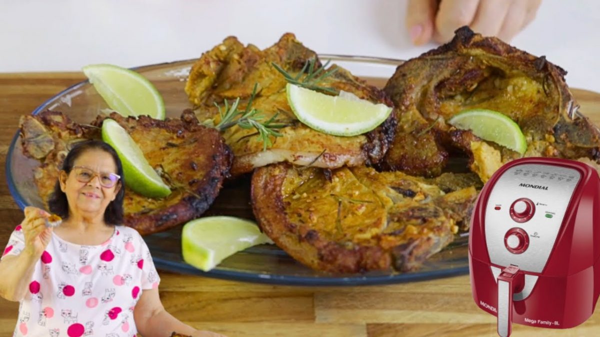 BISTECA DE PORCO ASSADA NA AIR FRYER. RECEITA MAIS FÁCIL NÃO EXISTE.