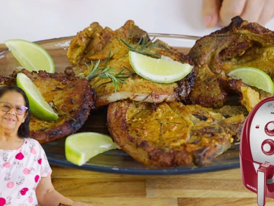 BISTECA DE PORCO ASSADA NA AIR FRYER. RECEITA MAIS FÁCIL NÃO EXISTE.