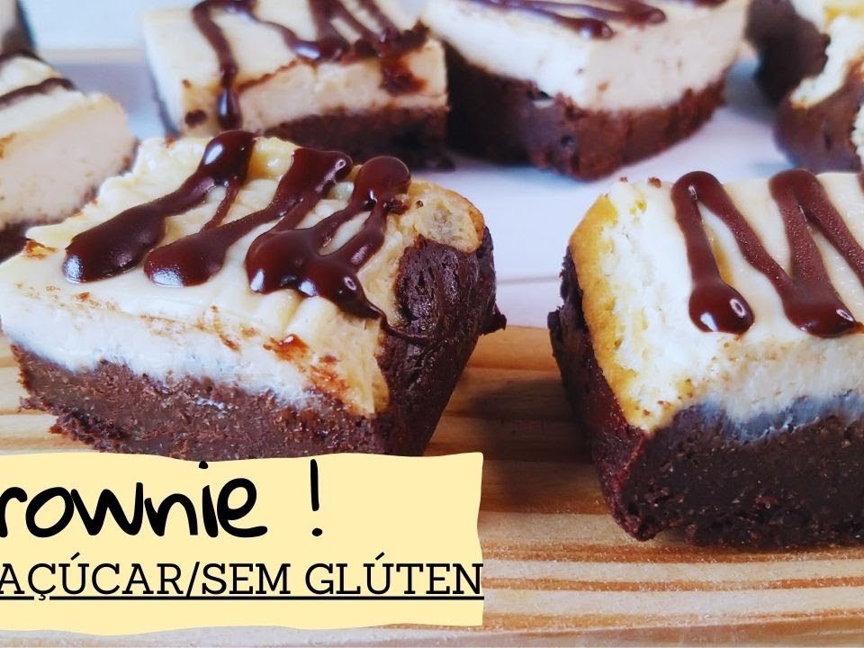 Receita de BROWNIE MEIO A MEIO FIT -  Simples  Fácil  ( receita zero açúcar sem glúten sem trigo)